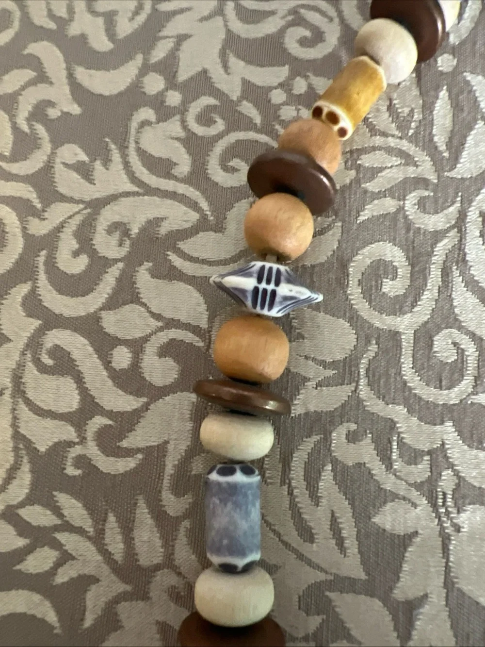 Chunky Wooden Necklace Gold Tone Spacers = Different Sizes, Colors & Shapes Boho